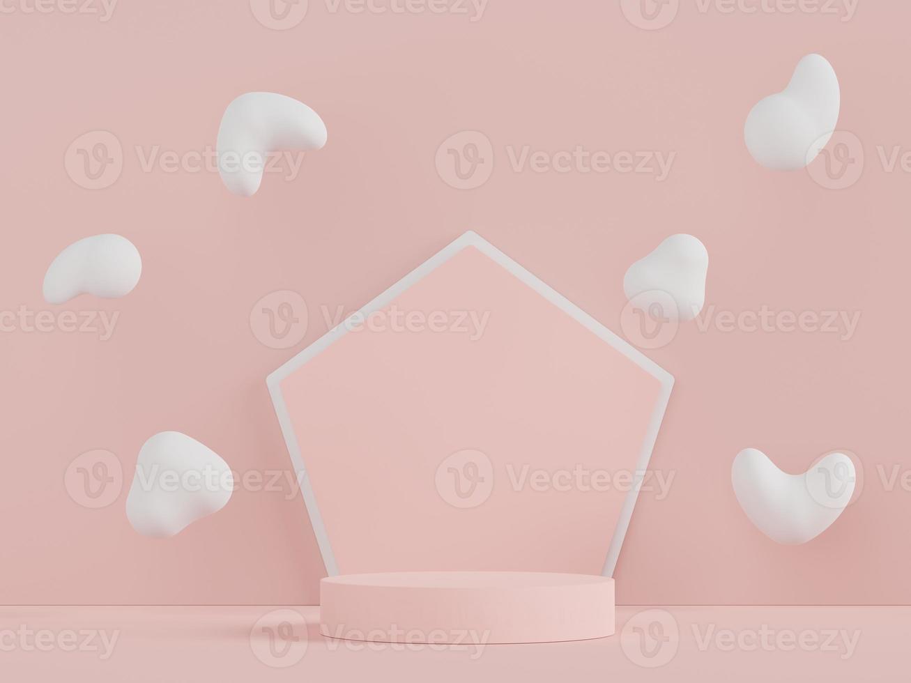 Podium for product placement with Retro modern and contemporary design. 3d rendering minimal scene for mock up and showing brand. Pedestal platform for cosmetic advertise. Various of arch simple. photo