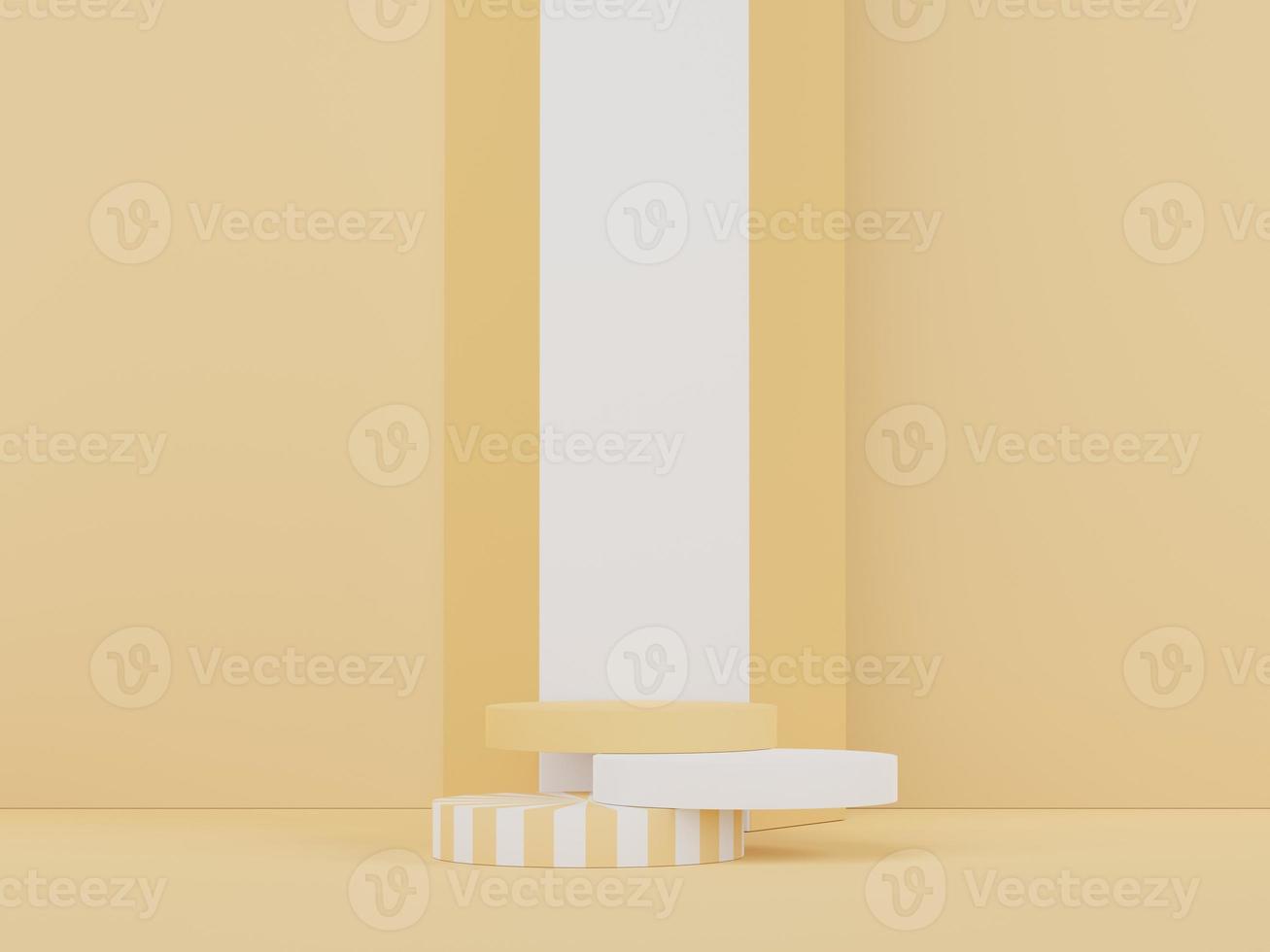 Podium for product placement with Retro modern and contemporary design. 3d rendering minimal scene for mock up and showing brand. Pedestal platform for cosmetic advertise. Various of arch simple. photo