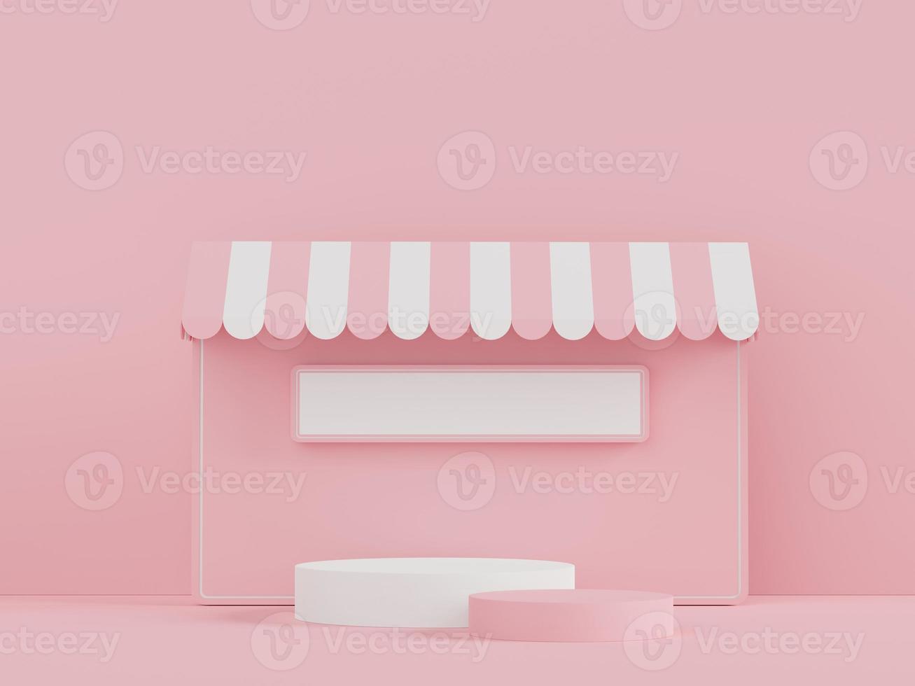 Podium for product placement with Retro modern and contemporary design. 3d rendering minimal scene for mock up and showing brand. Pedestal platform for cosmetic advertise. Various of arch simple. photo