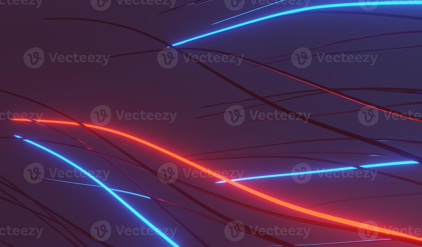 3d render of RGB neon light on darkness background. Abstract Laser lines show at night. Ultraviolet spectrum beam scene photo