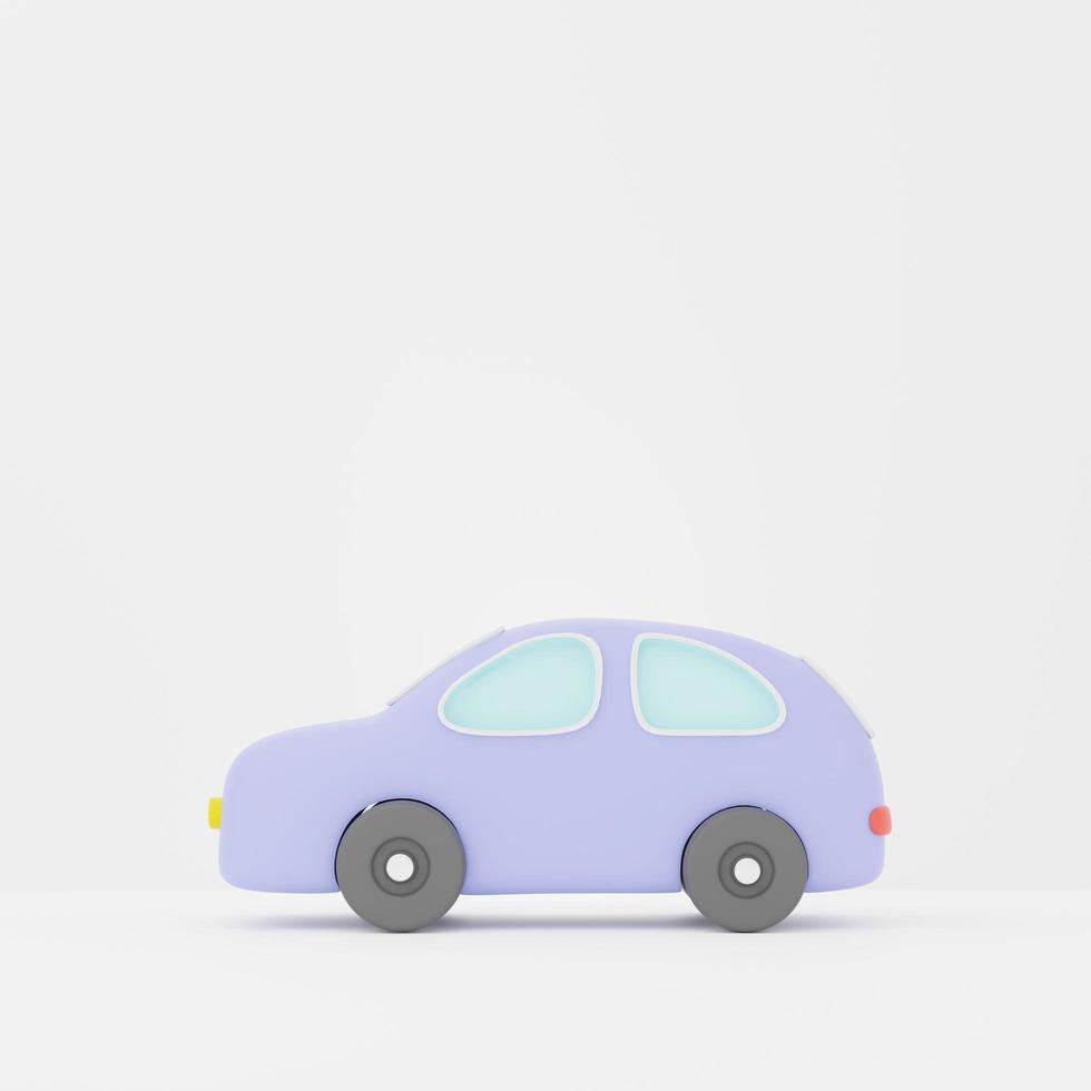 3d rendering of Automobile or minimal Car icon on clean background for mock up and web banner. Cartoon interface design. minimal metaverse concept. photo