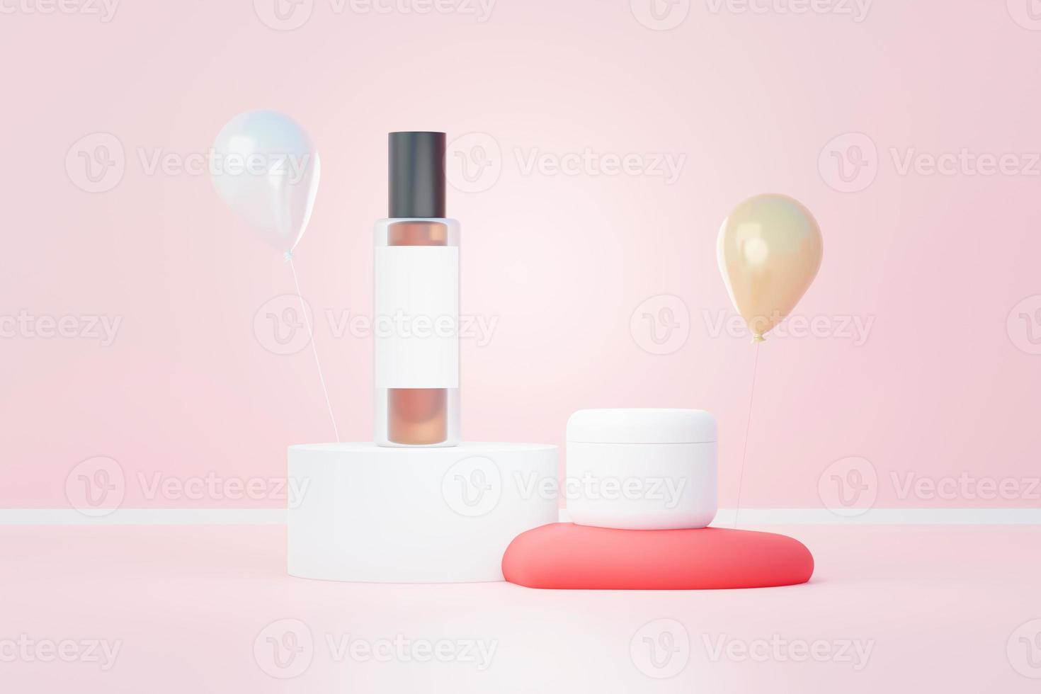 Presentación 3d de productos cosméticos para el cuidado de la piel en blanco o envases para maquetas. jabón de belleza y concepto de spa. loción aceite humedad para la salud de la piel. diseño premium y de lujo para la marca. foto