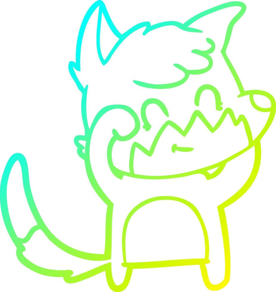 cold gradient line drawing cartoon friendly fox vector