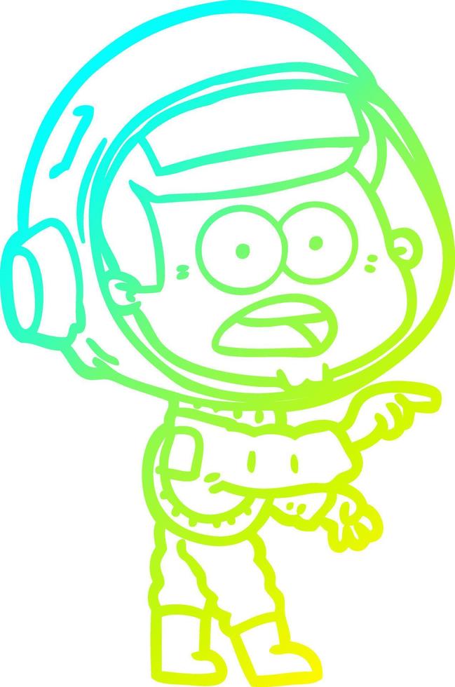 cold gradient line drawing cartoon surprised astronaut vector