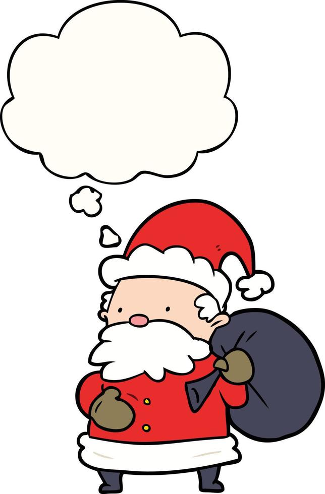 cartoon santa claus and thought bubble vector