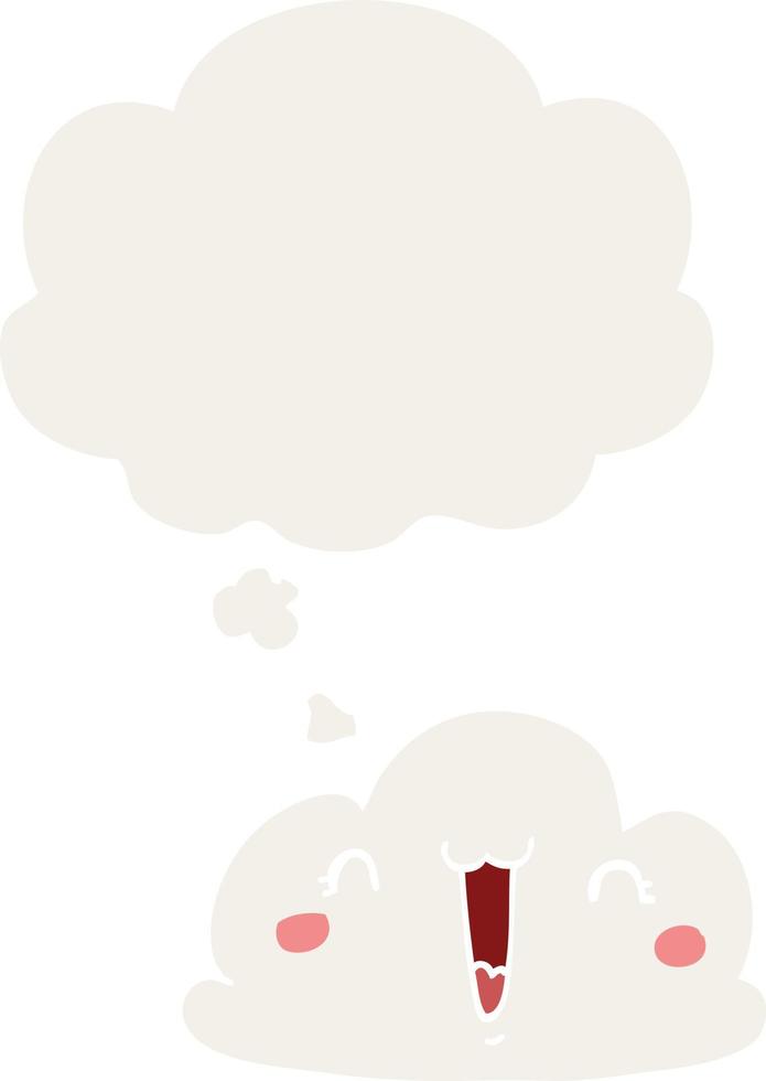 cute cartoon cloud and thought bubble in retro style vector