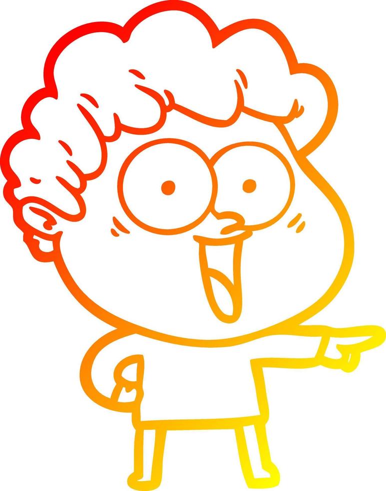 warm gradient line drawing cartoon happy man vector
