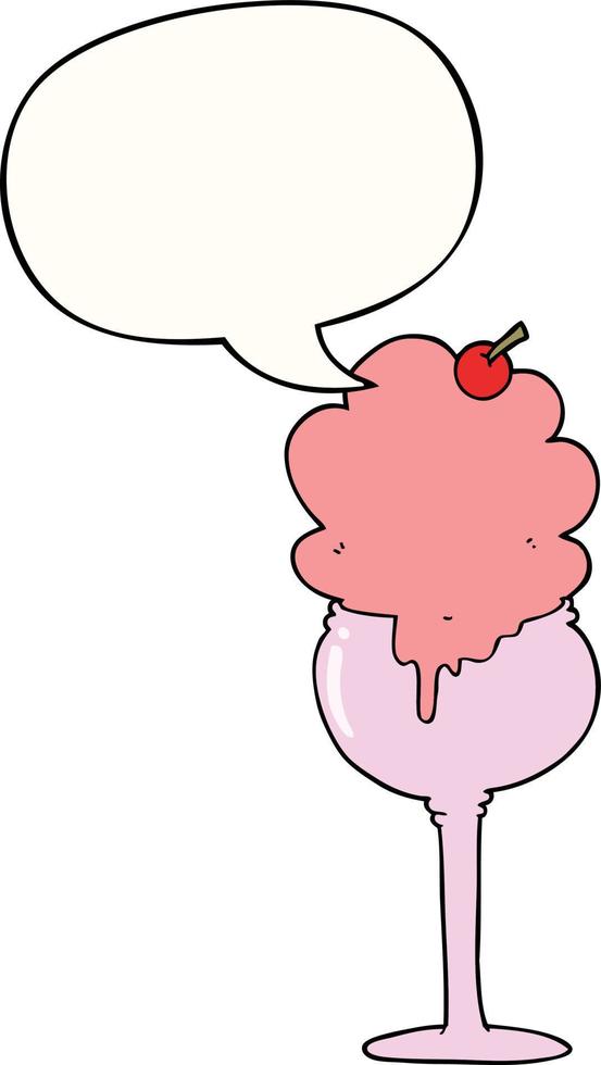 cartoon ice cream desert and speech bubble vector