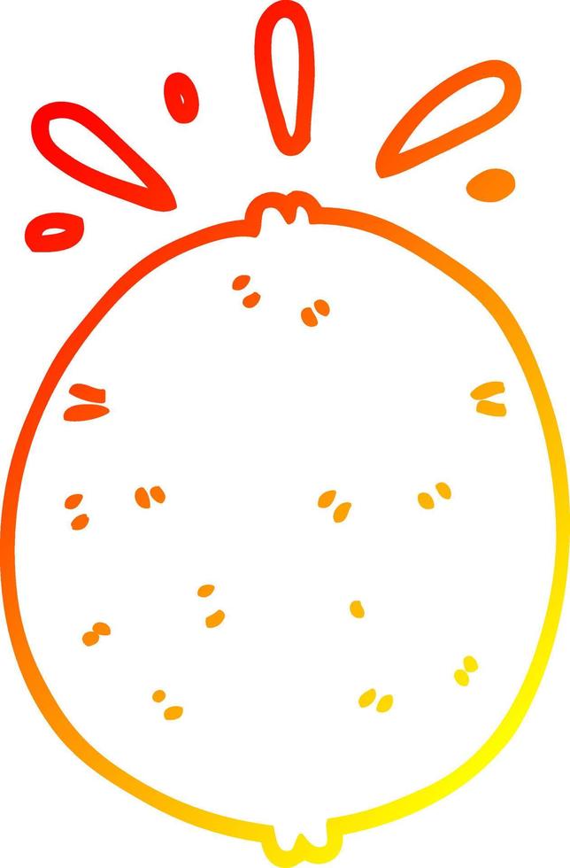 warm gradient line drawing cartoon lemon vector