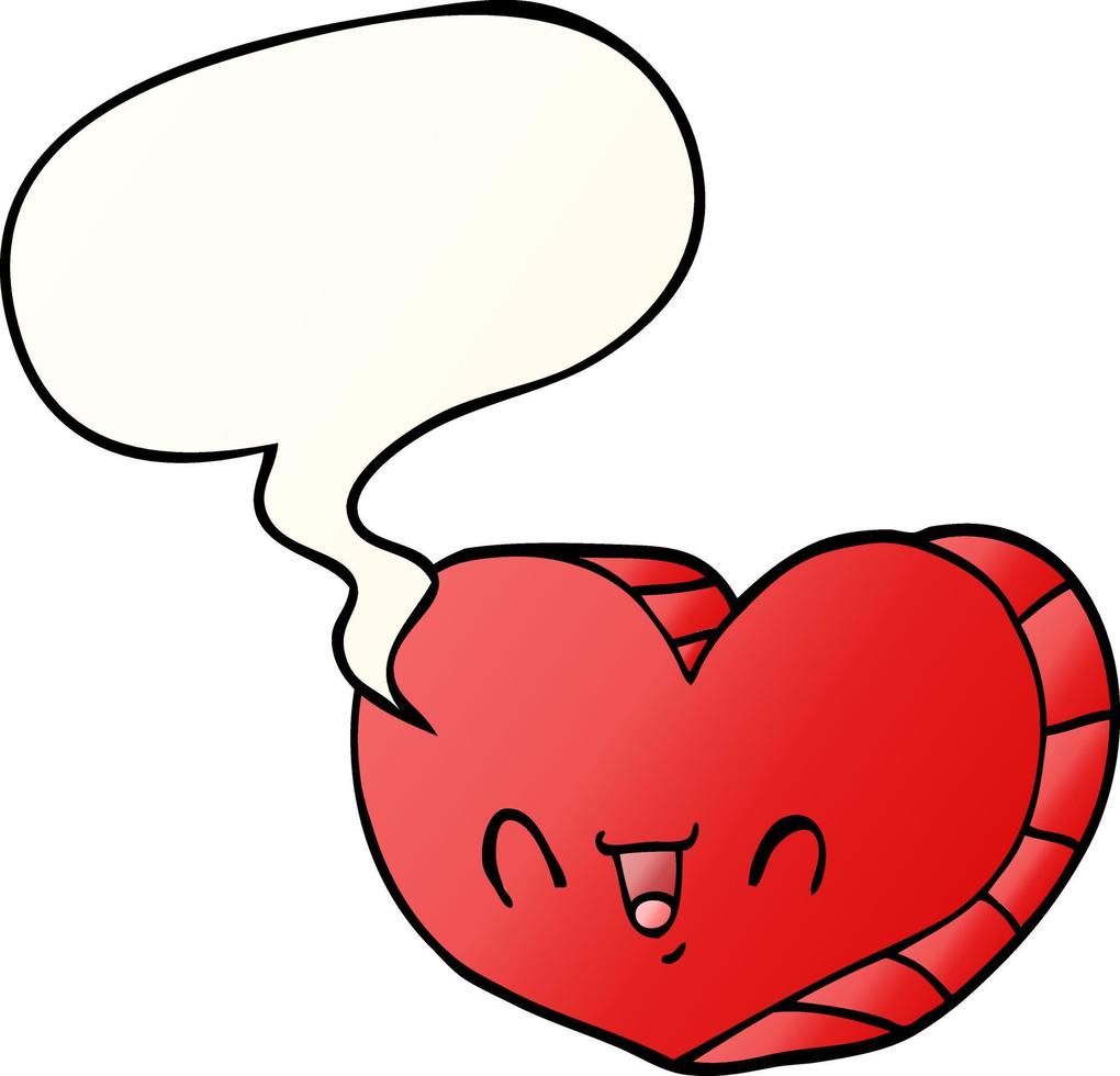 cartoon love heart and speech bubble in smooth gradient style vector