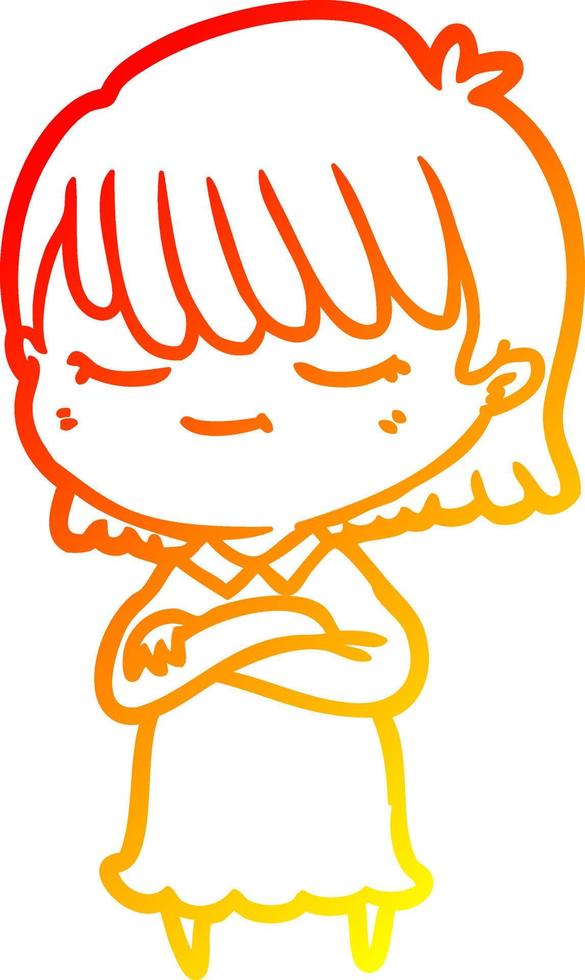 warm gradient line drawing cartoon woman vector