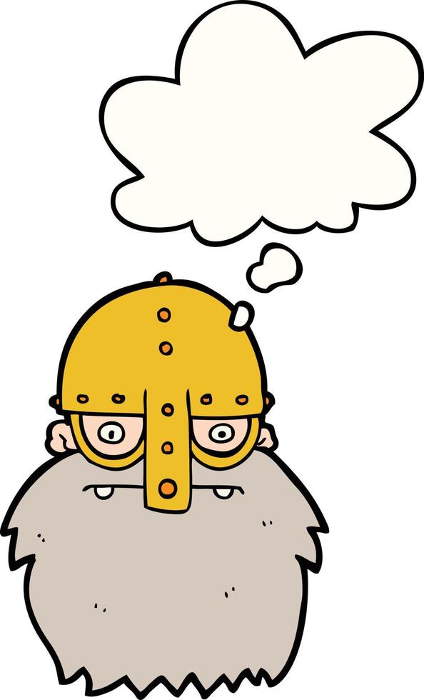 cartoon viking face and thought bubble vector