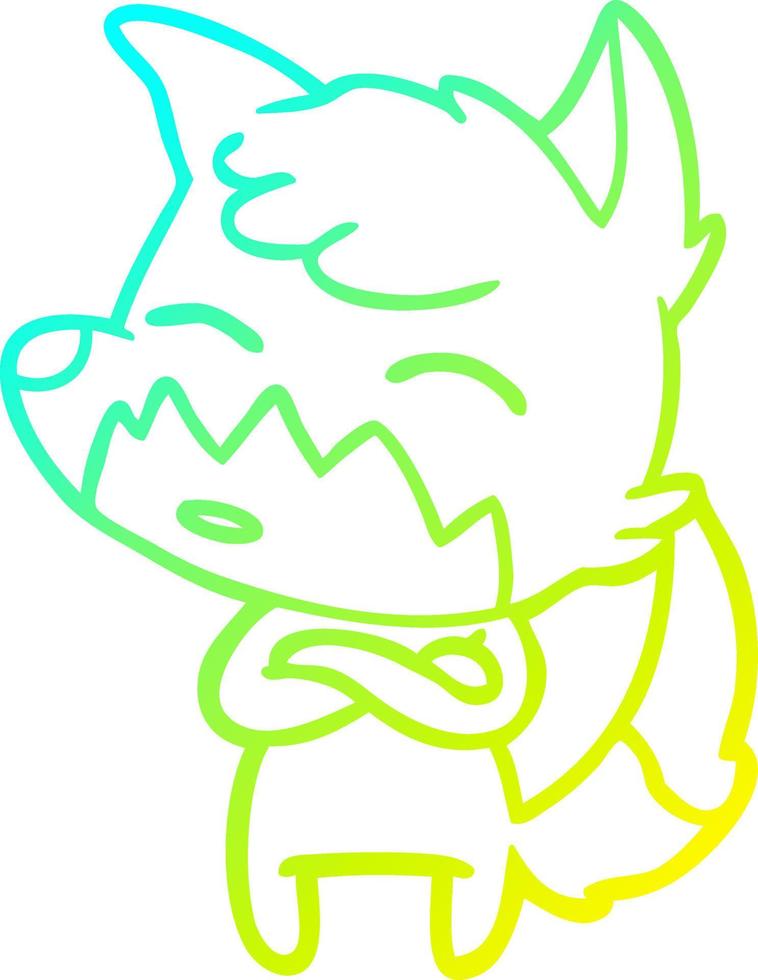 cold gradient line drawing cartoon fox vector