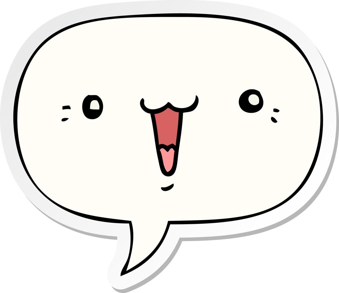 cute cartoon face and speech bubble sticker vector