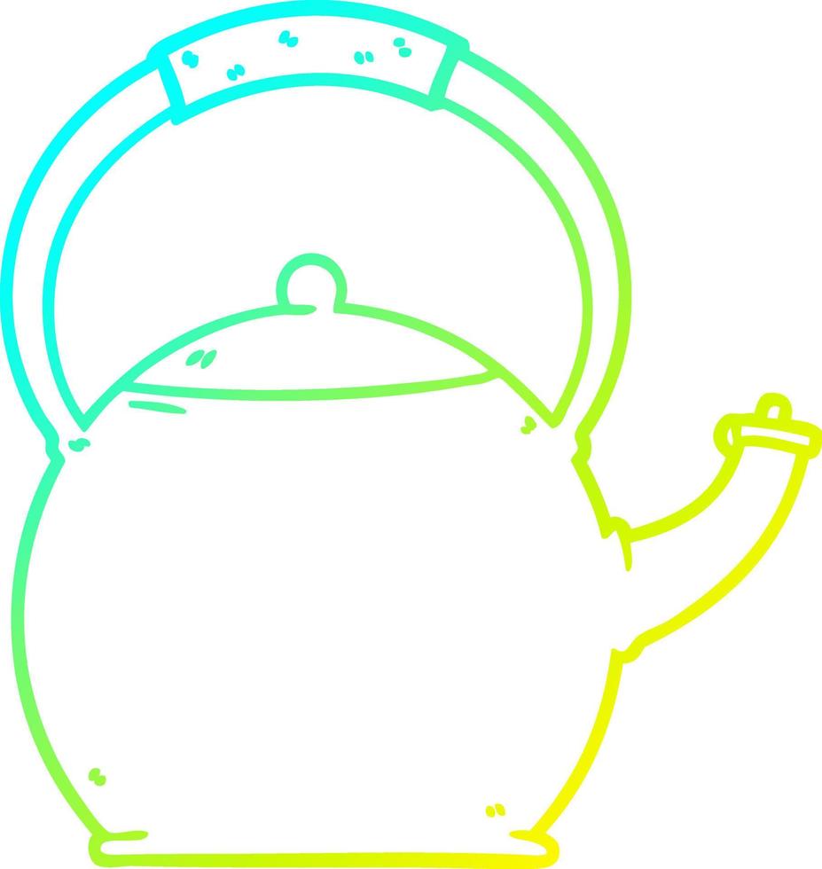 cold gradient line drawing cartoon kettle vector