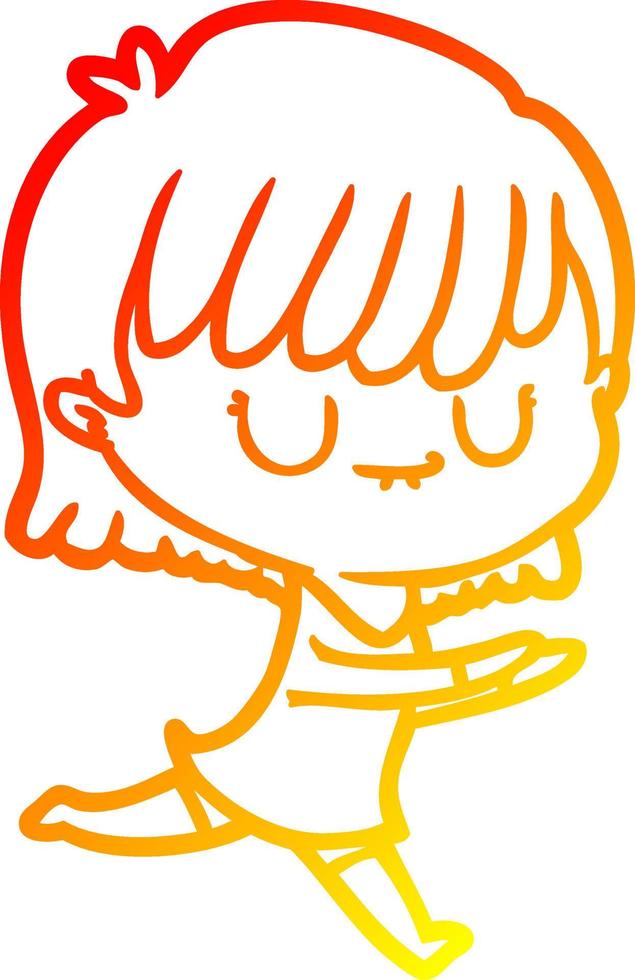 warm gradient line drawing cartoon woman vector