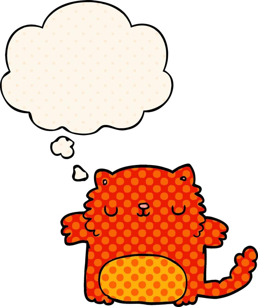 cartoon cat and thought bubble in comic book style vector