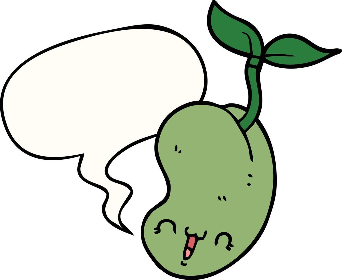 cute cartoon seed sprouting and speech bubble vector