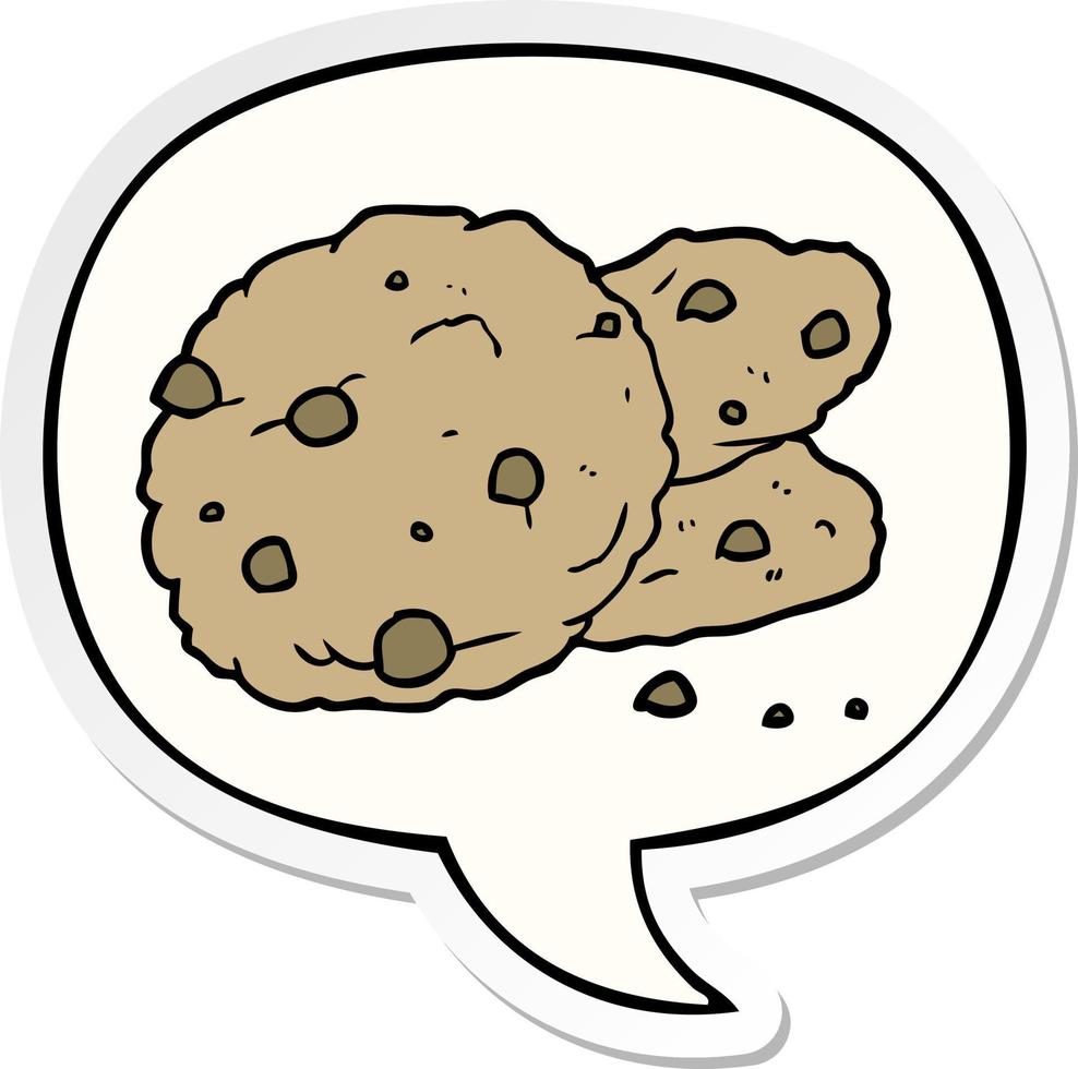 cartoon cookies and speech bubble sticker vector