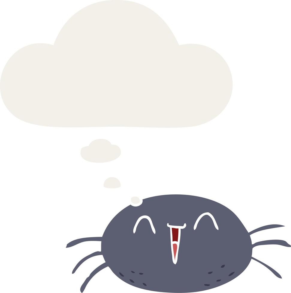 cartoon spider and thought bubble in retro style vector