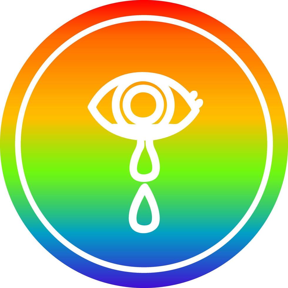 crying eye circular in rainbow spectrum vector