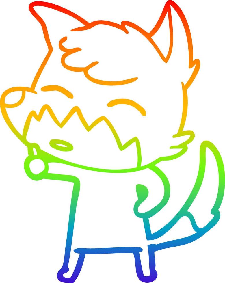 rainbow gradient line drawing cartoon fox vector
