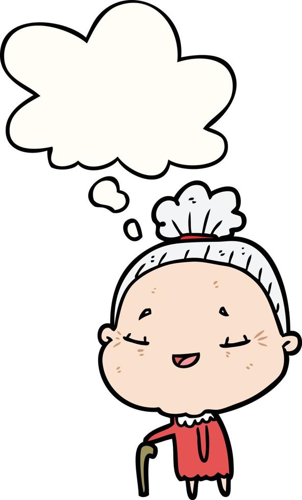 cartoon old lady and thought bubble vector