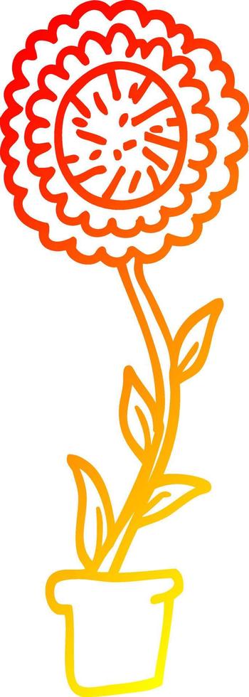 warm gradient line drawing cartoon flower pot vector