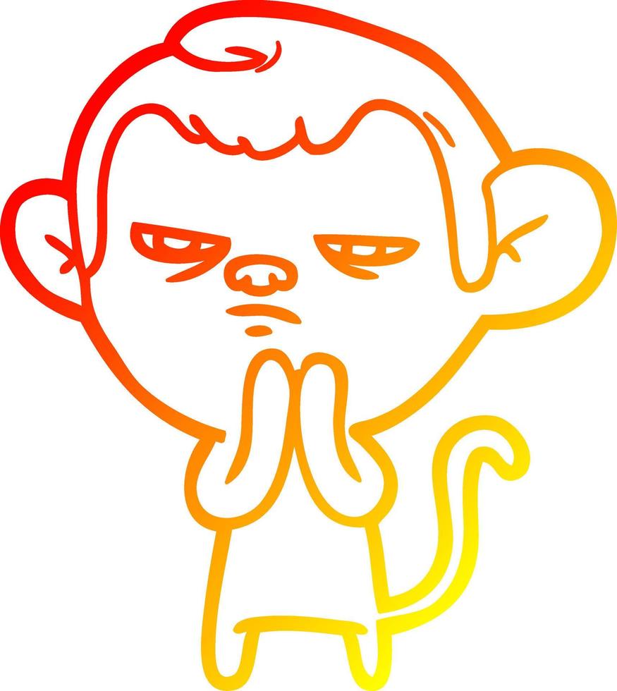 warm gradient line drawing cartoon monkey vector