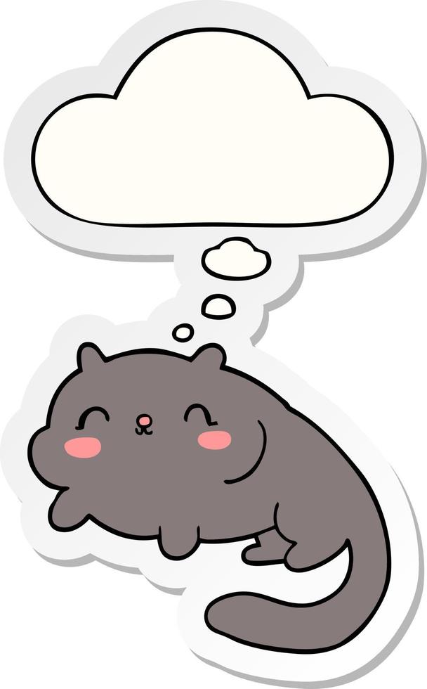 cartoon cat and thought bubble as a printed sticker vector