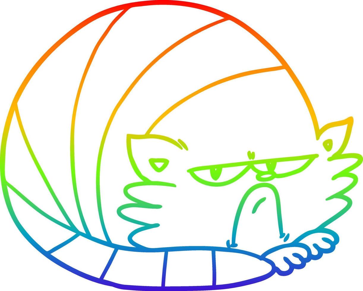 rainbow gradient line drawing cartoon grumpy cat vector