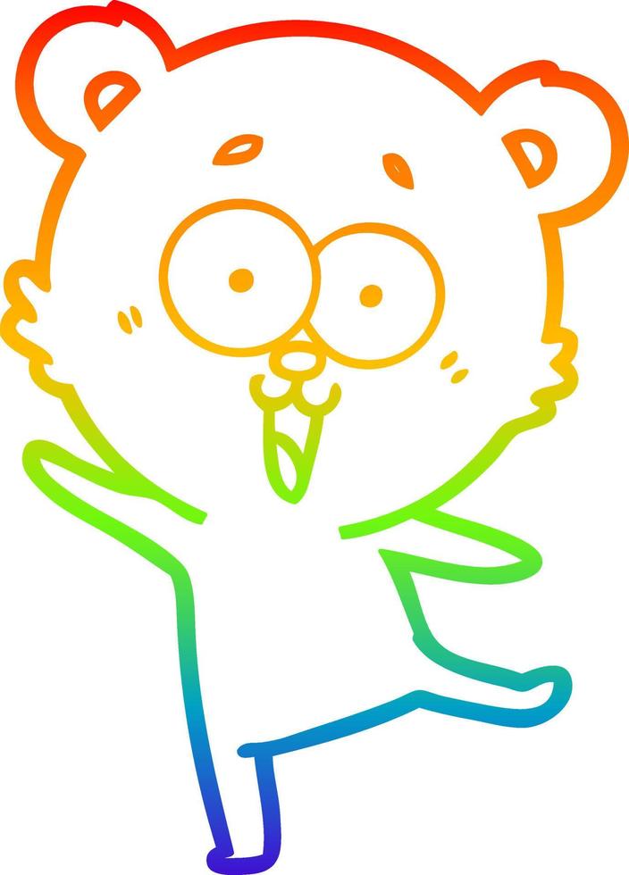 rainbow gradient line drawing laughing teddy  bear cartoon vector
