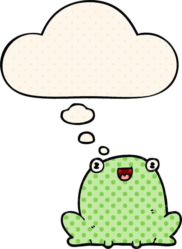 cartoon frog and thought bubble in comic book style vector
