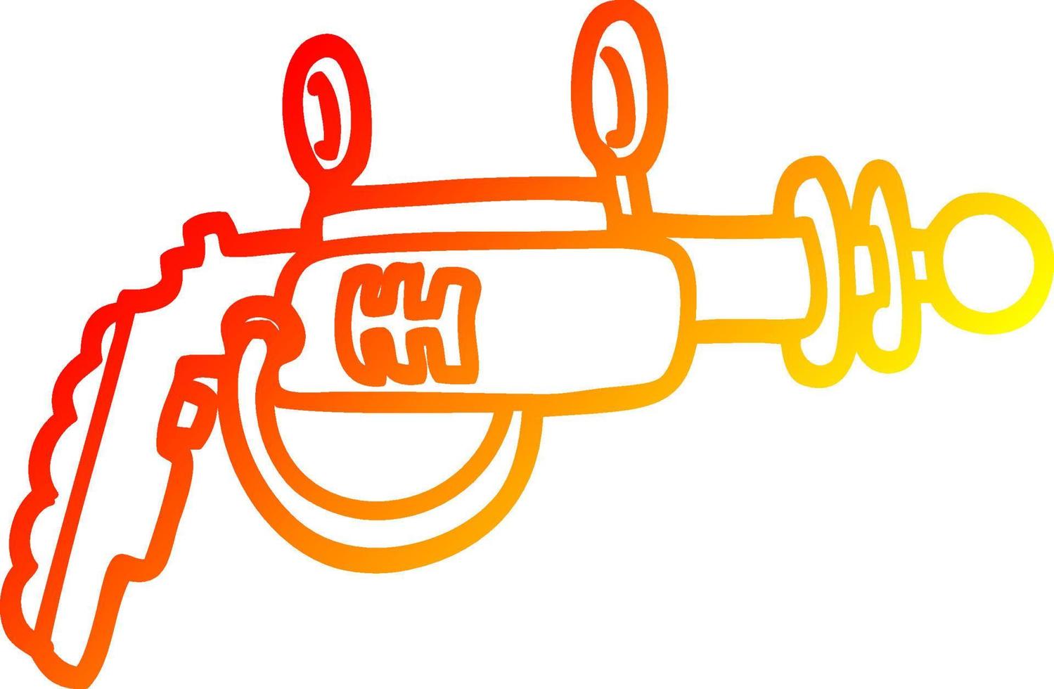 warm gradient line drawing cartoon ray gun vector