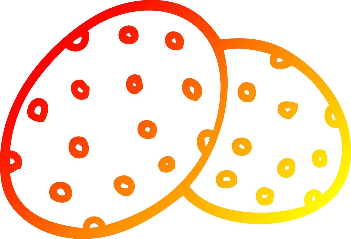 warm gradient line drawing cartoon cookies together vector