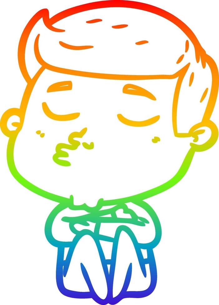 rainbow gradient line drawing cartoon model guy pouting vector