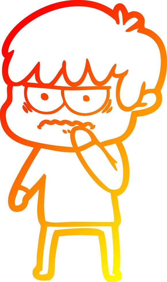 warm gradient line drawing annoyed cartoon boy vector