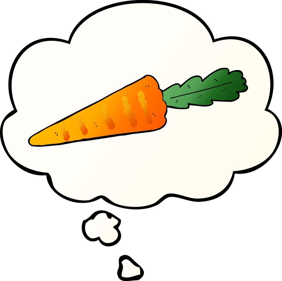 cartoon carrot and thought bubble in smooth gradient style vector