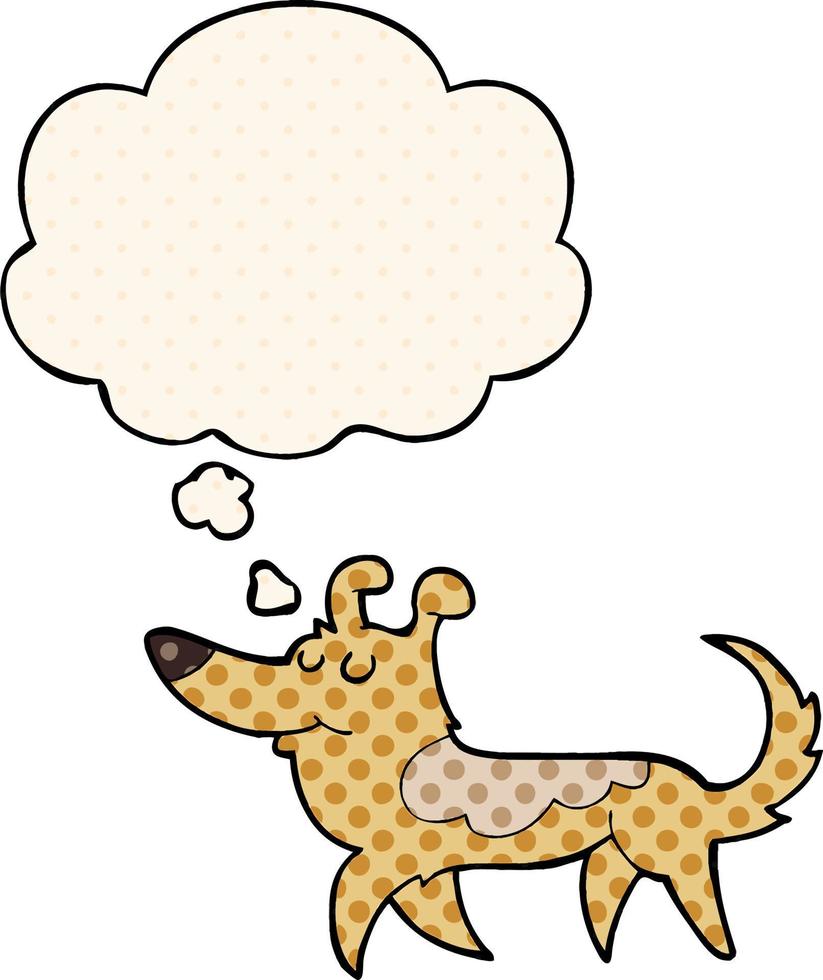 cartoon dog and thought bubble in comic book style vector