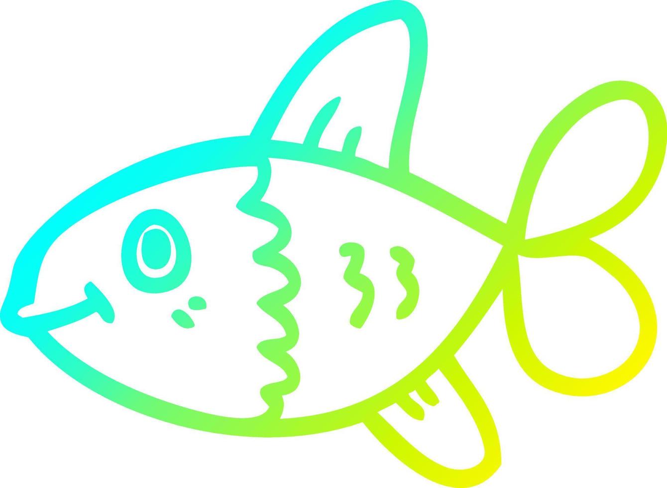 pescado de dibujos animados de dibujo de línea de gradiente frío vector