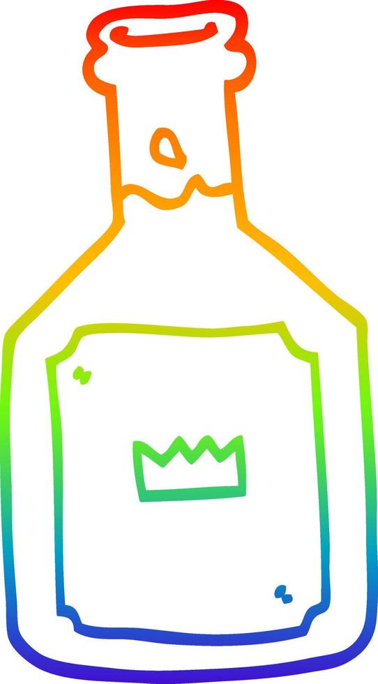 rainbow gradient line drawing cartoon alcoholic drink vector