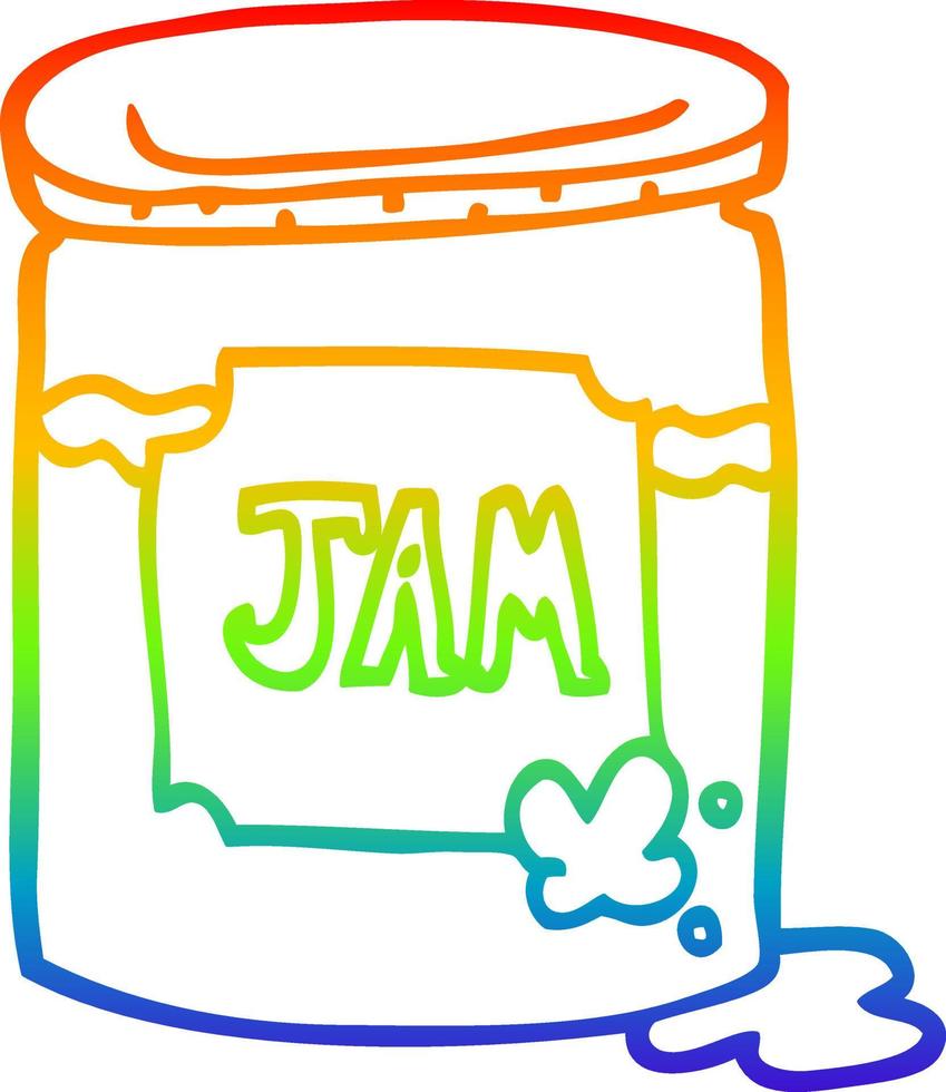 rainbow gradient line drawing cartoon jam pot vector