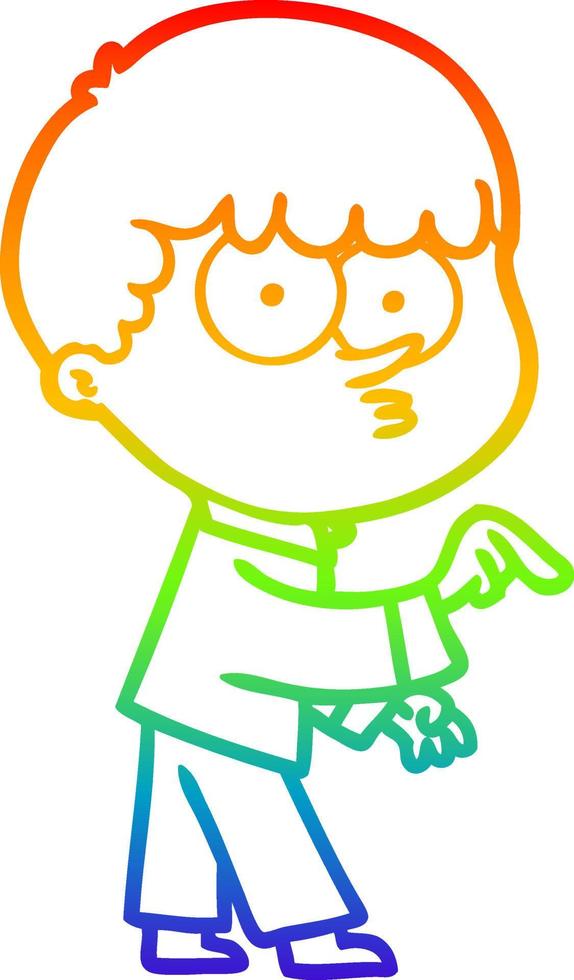 rainbow gradient line drawing cartoon curious boy vector