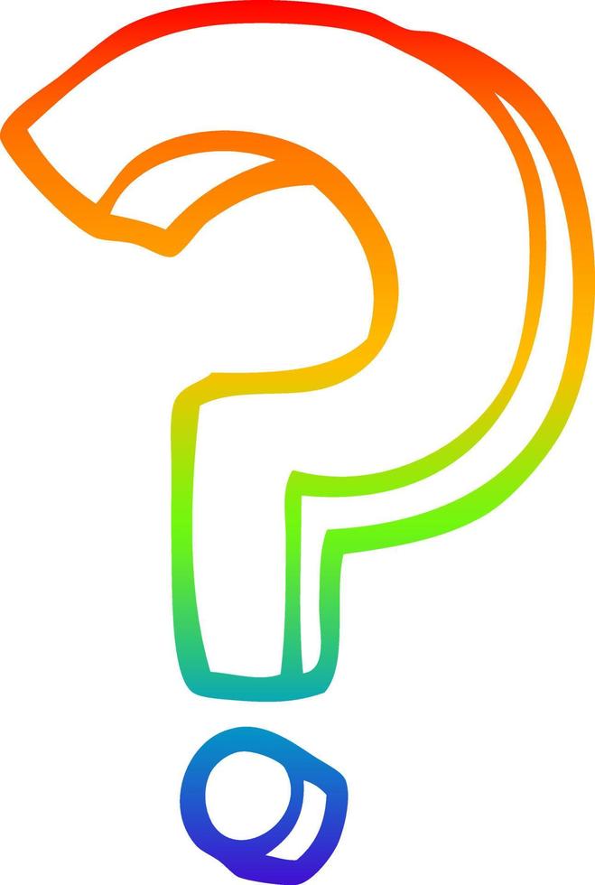 rainbow gradient line drawing cartoon question mark vector