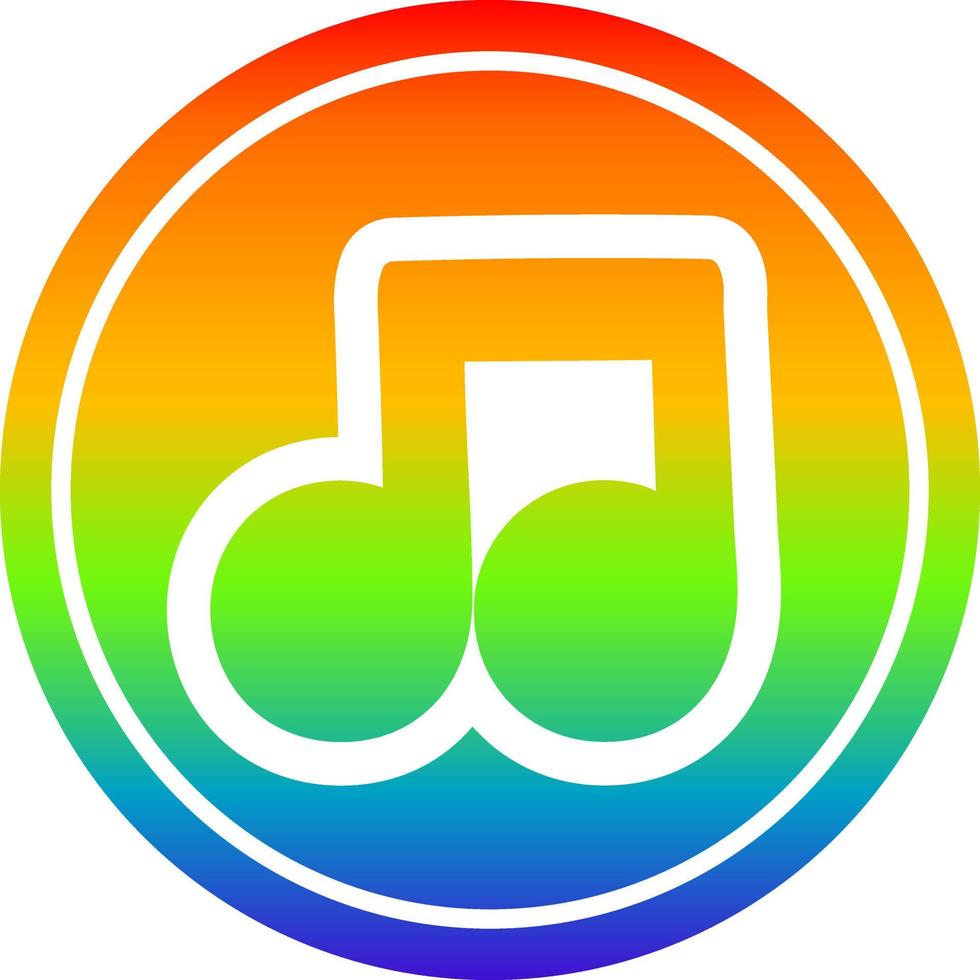 musical note circular in rainbow spectrum vector