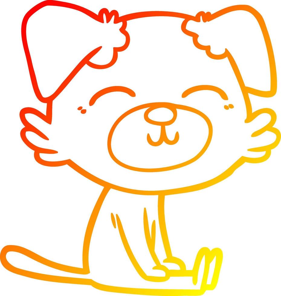 warm gradient line drawing cartoon dog vector
