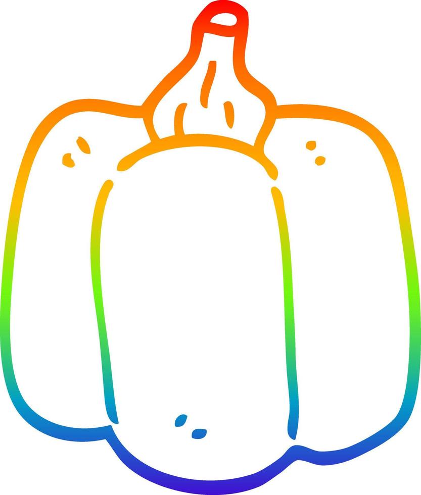 rainbow gradient line drawing cartoon organic pepper vector