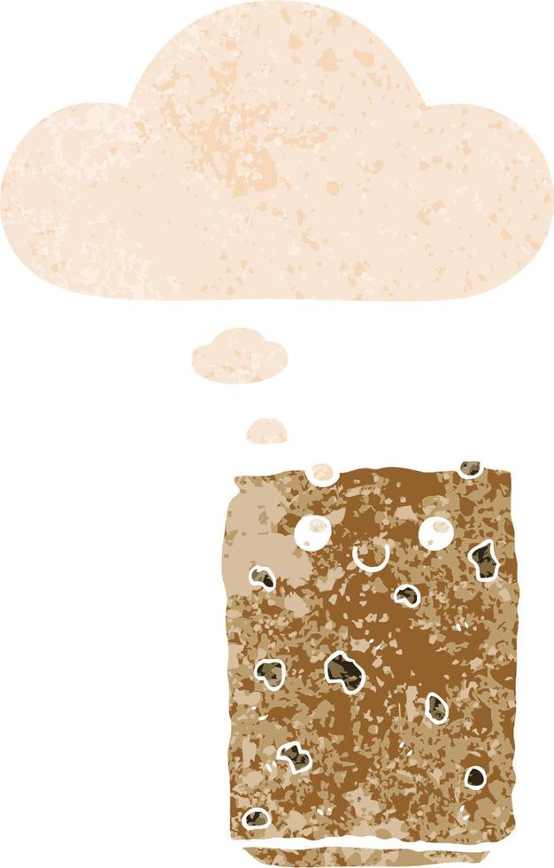 cartoon biscuit and thought bubble in retro textured style vector