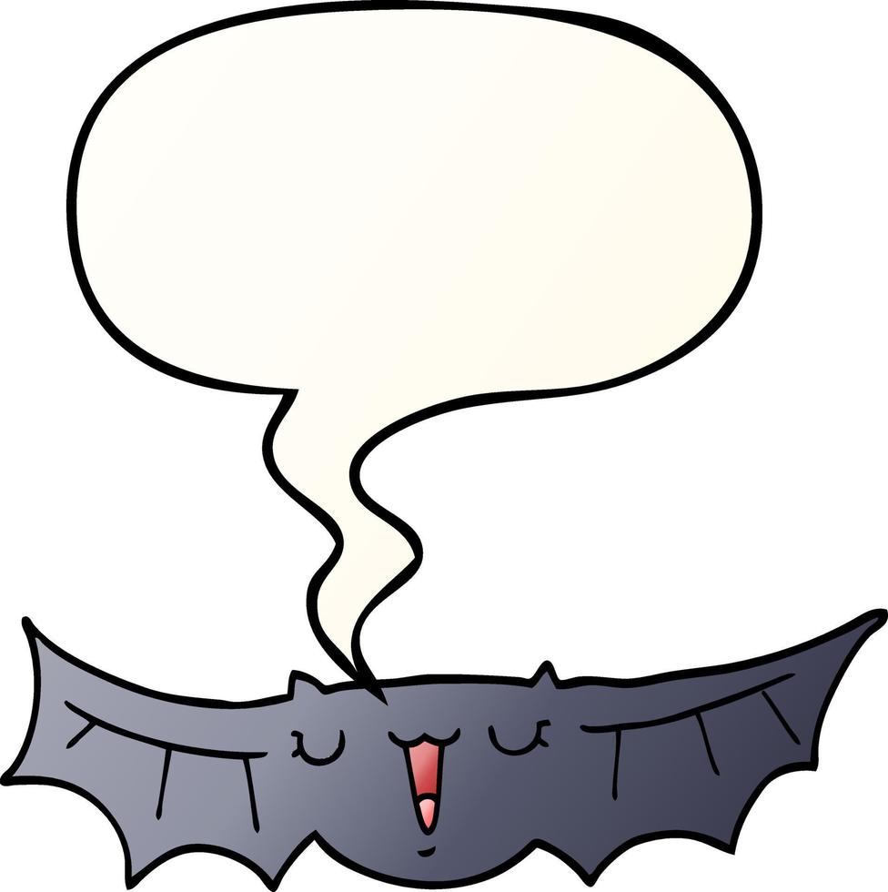 cartoon bat and speech bubble in smooth gradient style vector