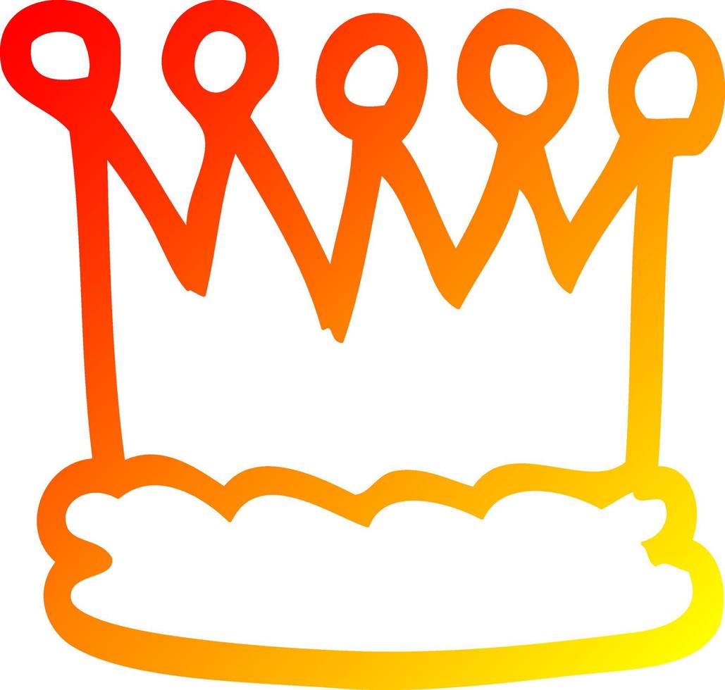 warm gradient line drawing cartoon crown vector